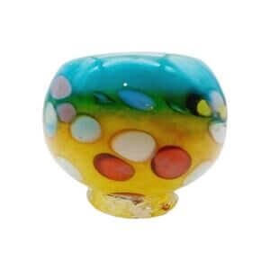 Tutti Frutti Glass Bowl Multicolor Cased Candle Holder Short Vase